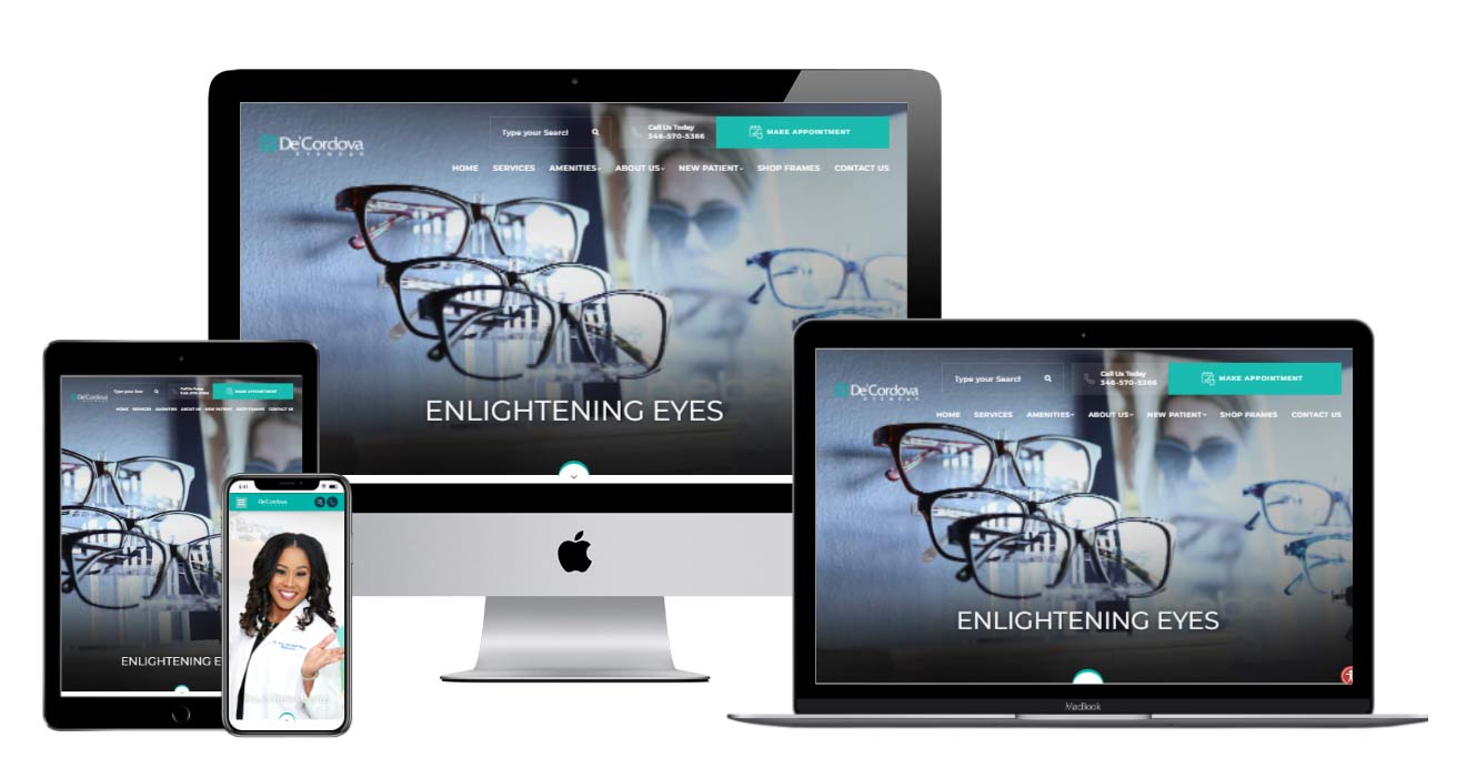 decordova eyewear website mockup